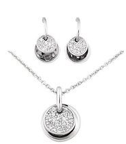 Double Circle CZ Necklace Earring Set