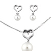 Heart Pearl Necklace Earring Set