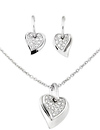 Double Heart CZ Necklace Earring Set
