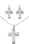 CZ Cross Necklace Earring Set