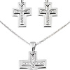 CZ Cross Necklace Earring Set