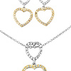 Two Tone Heart Necklace Earring Set