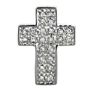 14k White Gold Pave Diamond Cross
