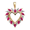 14k Yellow Gold Ruby and Diamond Flare Heart Pendant