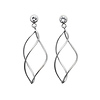 14k White Gold Flame Swirl Contemporary Earrings