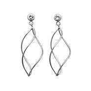 14k White Gold Flame Swirl Contemporary Earrings