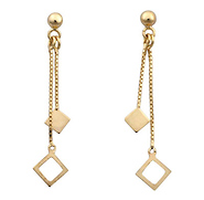 14k Yellow Gold Diamond Shape Drop Earrings