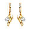 14k Two Tone Gold Cubic Zirconia Angel Huggie Earrings