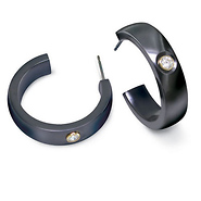 Black Titanium Bezel Set Cubic Zirconia Earrings