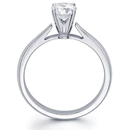 Cathedral Set Tapered 14K White Gold Round Solitaire Diamond Ring