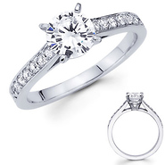Classic 14K White Gold Round Diamond Engagement Ring