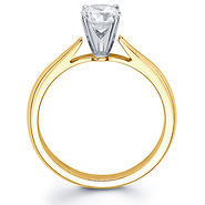 Tapered Cathedral Set 14K Two Tone Gold Round Solitaire Diamond Ring