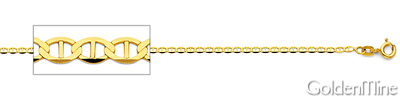 2mm 14K Gold Flat Mariner Chain