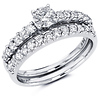 14K White Gold Round Diamond Engagement Ring Set (1.11 ctw)