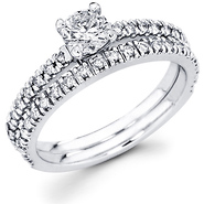 14K Round Diamond Matching Engagement Ring Set (0.84 ctw)