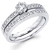 14K Milgrain Edge Round Diamond Bridal Ring Set (0.53 ctw)