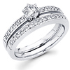 Round Diamond 14K Matching Milgrain Engagement Ring Set (0.68 ctw)