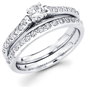 Round Diamond 14K Matching Wedding Ring Set (0.77 ctw)