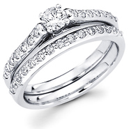 Round Diamond 14K Matching Wedding Ring Set (0.77 ctw)