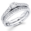 14K Round Diamond Wedding Engagement Ring Set (0.92 ctw)