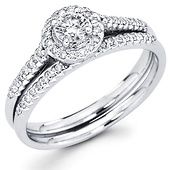 14K Diamond Halo Engagement Ring Set (0.46 ctw)