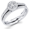 14K Diamond Halo Engagement Ring Set (0.46 ctw)