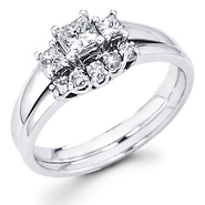 Three Stone Diamond Engagement Ring Set in 14K White Gold (0.54 ctw)