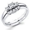 14K Gold Three Stone Diamond Bridal Ring Set (0.45 ctw)