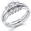 14K Round Diamond Three Stone Bridal Engagement Ring Set (0.70 ctw)