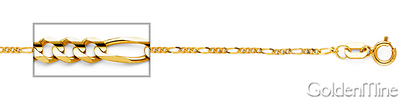 1.5mm 14K Gold Figaro Chain