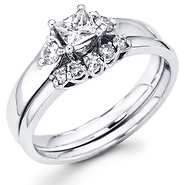 Three Stone Princess & Round Diamond Engagement Ring Set (0.50 ctw)