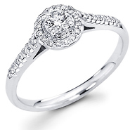 14K White Gold Round Diamond Halo Engagement Ring (0.36 ctw)