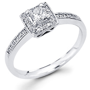 14K White Gold Princess Diamond Halo Engagement Ring (0.33 ctw)