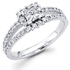 14K Princess Diamond Split Shank Designer Halo Engagement Ring (0.75 ctw)