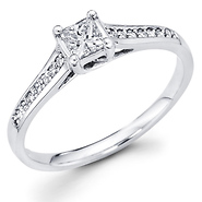 14K White Gold Princess Diamond Pave Trellis Engagement Ring (0.33)