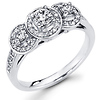 14K White Gold Round Three Stone Designer Engagement Ring (0.63 ctw)
