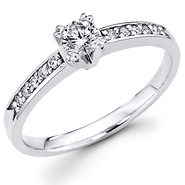 14K White Gold Round Diamond V Prong Engagement Ring (0.35)