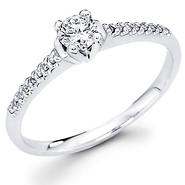 14K V Prong Set Round Diamond Pave Set Bridal Engagement Ring (0.31 ctw)