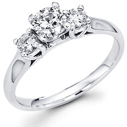 14K Round Diamond Three Stone Engagement Ring (0.71 ctw)