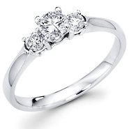 14K Round Diamond Three Stone Bridal Ring (0.45 ctw)