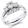 Three Stone Round Diamond Bridal Wedding Ring Set (0.75 ctw)