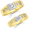 Diamond Matching Couples Wedding Bands in 14K Two Tone Gold