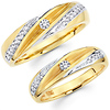 14K Matching His & Hers Diamond Two Tone Wedding Band Set