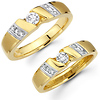 Round Diamond Center 14K Two Tone Matching Couples Ring Set