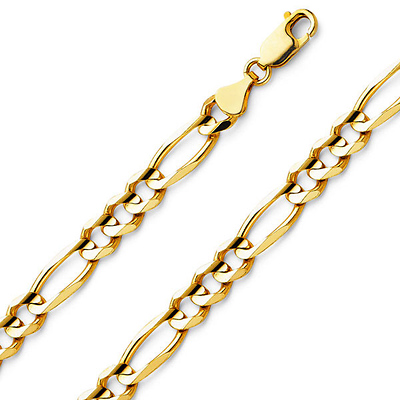 7mm Figaro Gold Bracelet