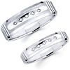 14K White Gold Diamond Designer Wedding Band Set