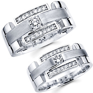 Matching His & Hers 14K White Gold Diamond Wedding Bands
