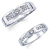 Matching 14K White Gold Diamond Designer Couples Wedding Band