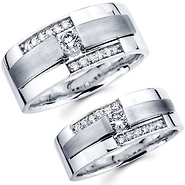 Round Diamond 14K Gold Matching Wedding Band Set