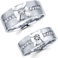 Satin & Polish 14K Couples Diamond Wedding Band Set
